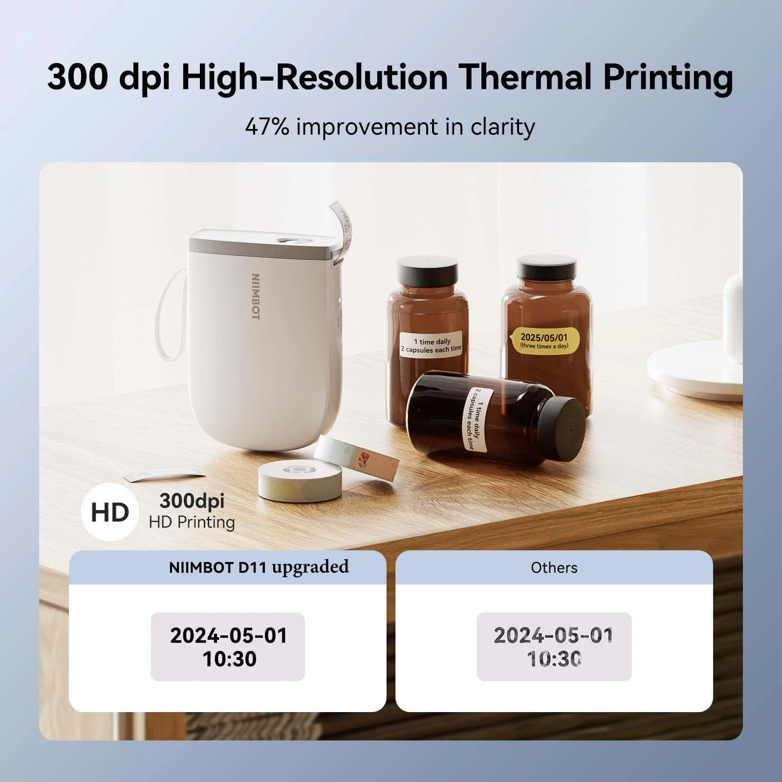 NIIMBOT D11 Upgraded 300dpi Mini Printer Portable Bluetooth Connection for Home, School - Image 4