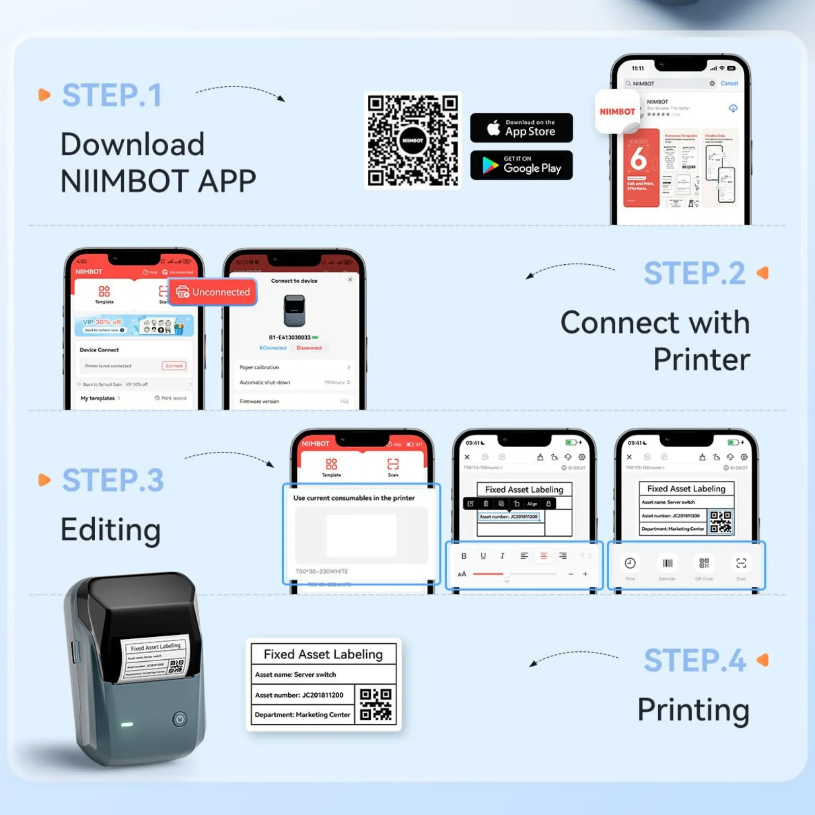 NIIMBOT B1 Multifunctional Office Label Printer for Home, Business Support Android, iPhone, Windows - Image 10
