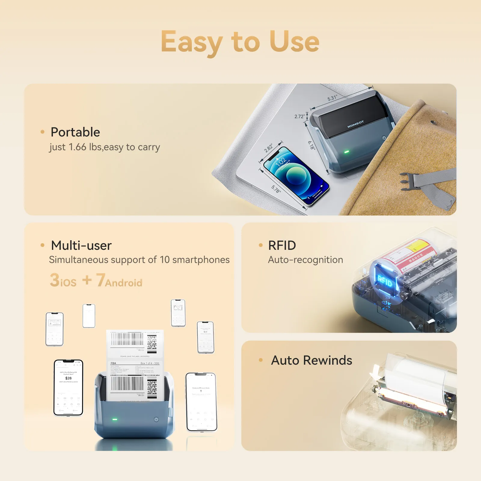 NIIMBOT B4 Inkless Thermal Label Maker for Supermarket/Retail - Image 6